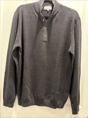 Ledbury Men's Crewneck Henley Sweater in Charcoal Gray